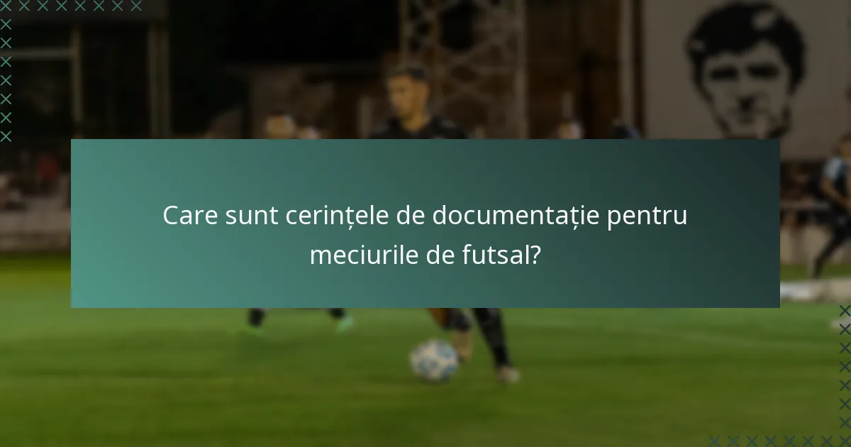 Care sunt cerințele de documentație pentru meciurile de futsal?
