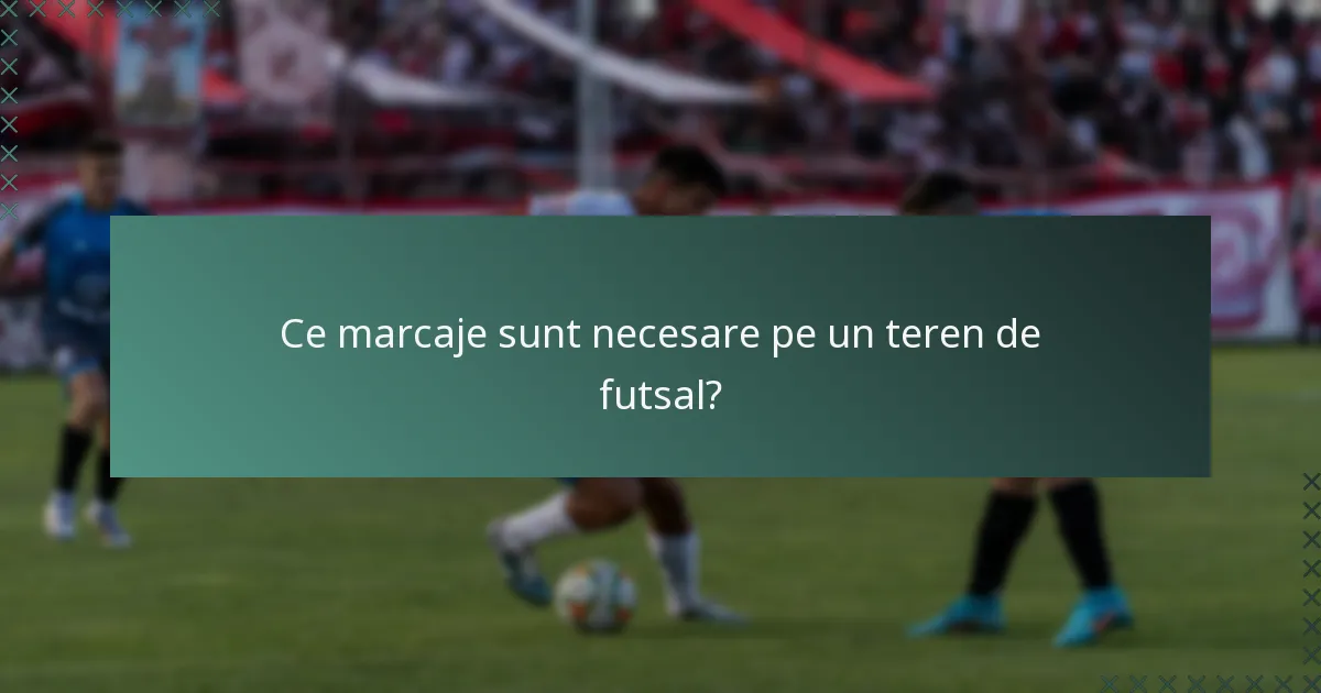 Ce marcaje sunt necesare pe un teren de futsal?