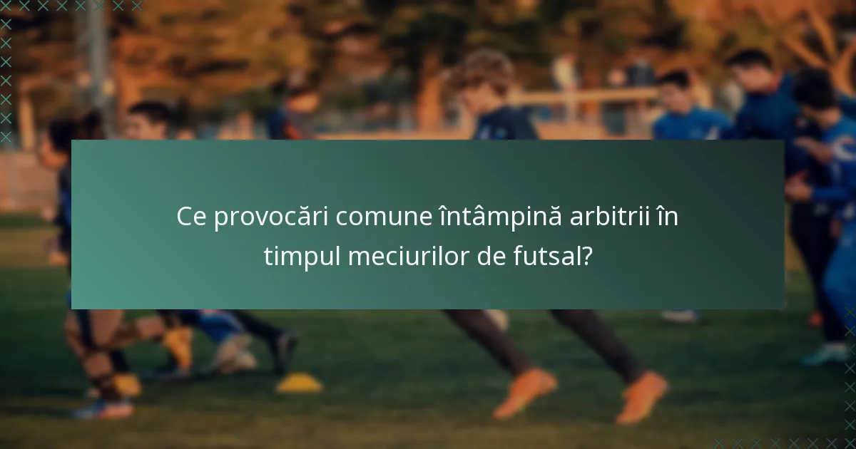 Ce provocări comune întâmpină arbitrii în timpul meciurilor de futsal?