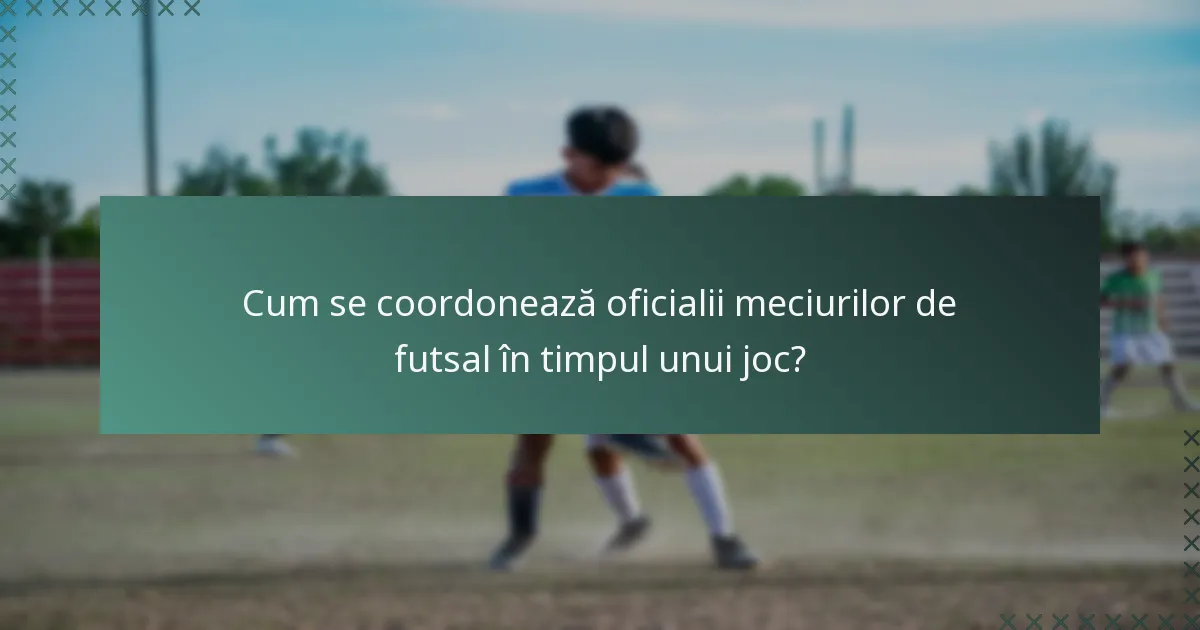 Cum se coordonează oficialii meciurilor de futsal în timpul unui joc?