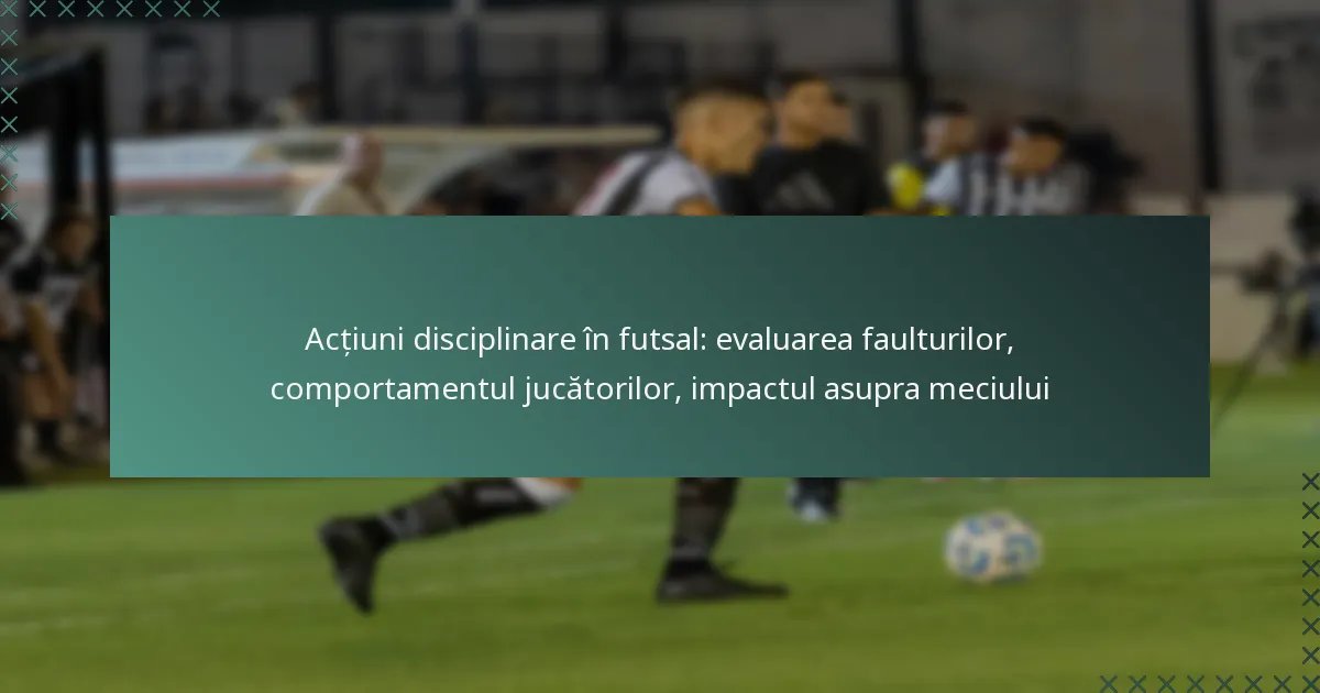 Acțiuni disciplinare în futsal: evaluarea faulturilor, comportamentul jucătorilor, impactul asupra meciului