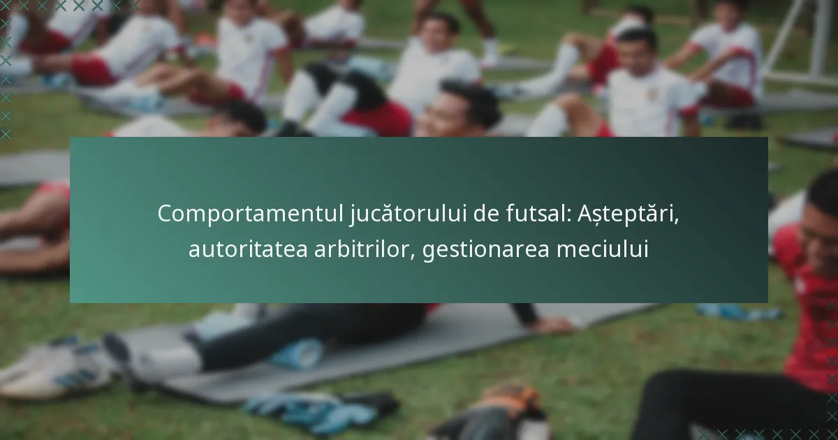 Comportamentul jucătorului de futsal: Așteptări, autoritatea arbitrilor, gestionarea meciului