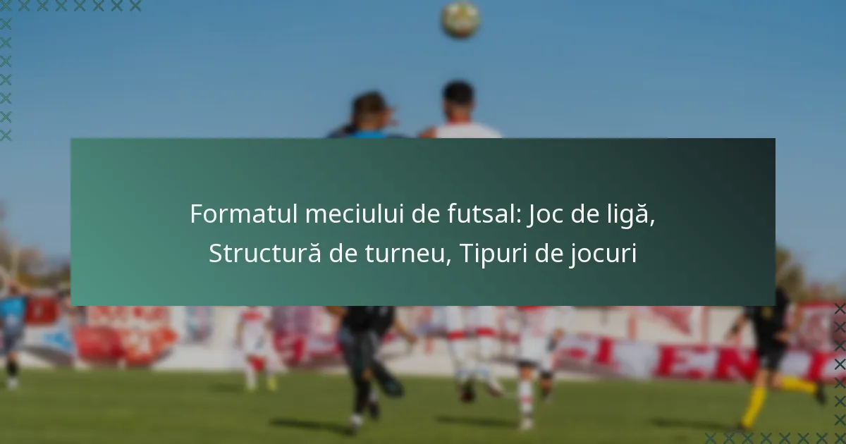 Formatul meciului de futsal: Joc de ligă, Structură de turneu, Tipuri de jocuri