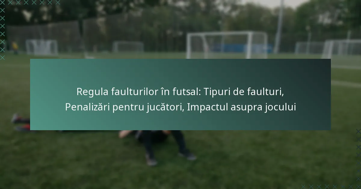 Regula faulturilor în futsal: Tipuri de faulturi, Penalizări pentru jucători, Impactul asupra jocului
