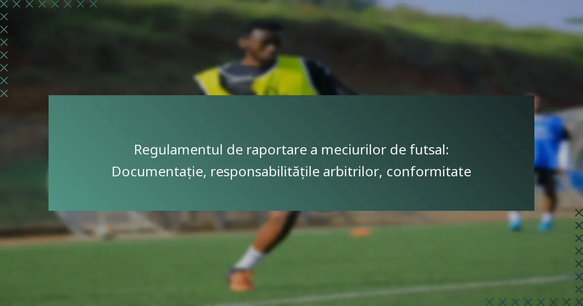 Regulamentul de raportare a meciurilor de futsal: Documentație, responsabilitățile arbitrilor, conformitate