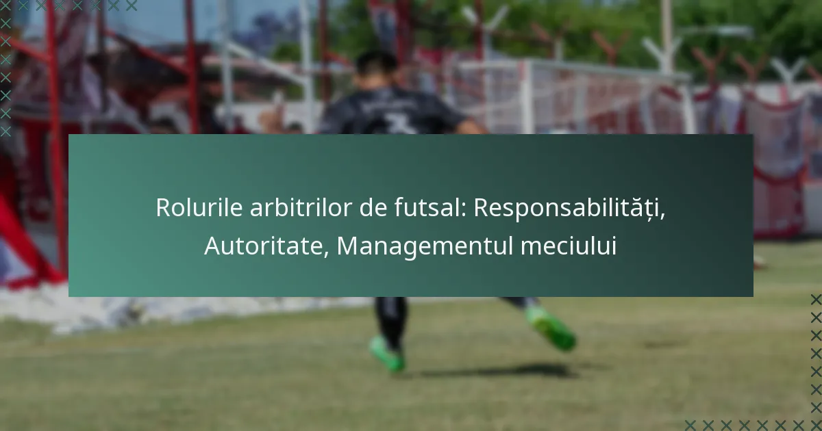 Rolurile arbitrilor de futsal: Responsabilități, Autoritate, Managementul meciului