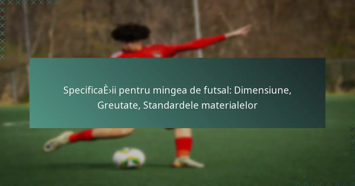 Specificații pentru mingea de futsal: Dimensiune, Greutate, Standardele materialelor
